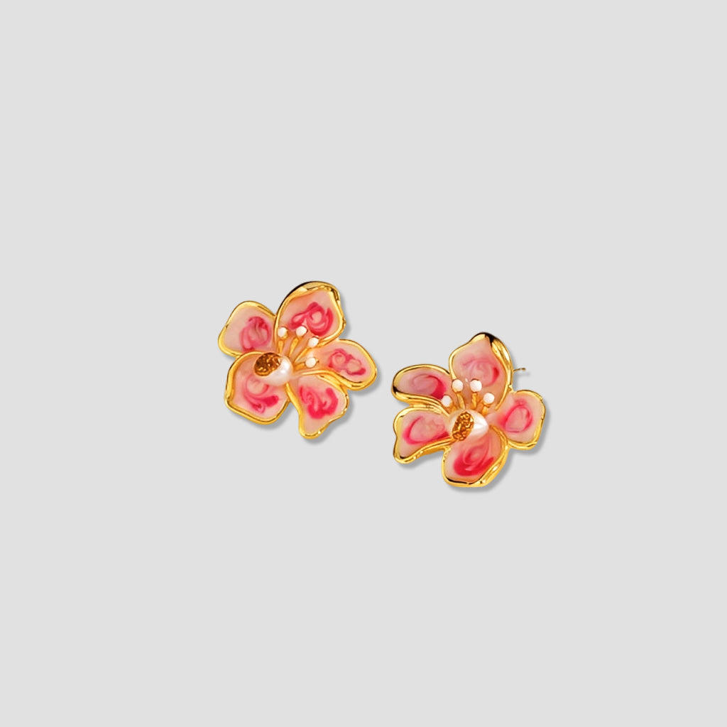Original Monet Garden Flower Earrings Niche Enamel Craftsmanship