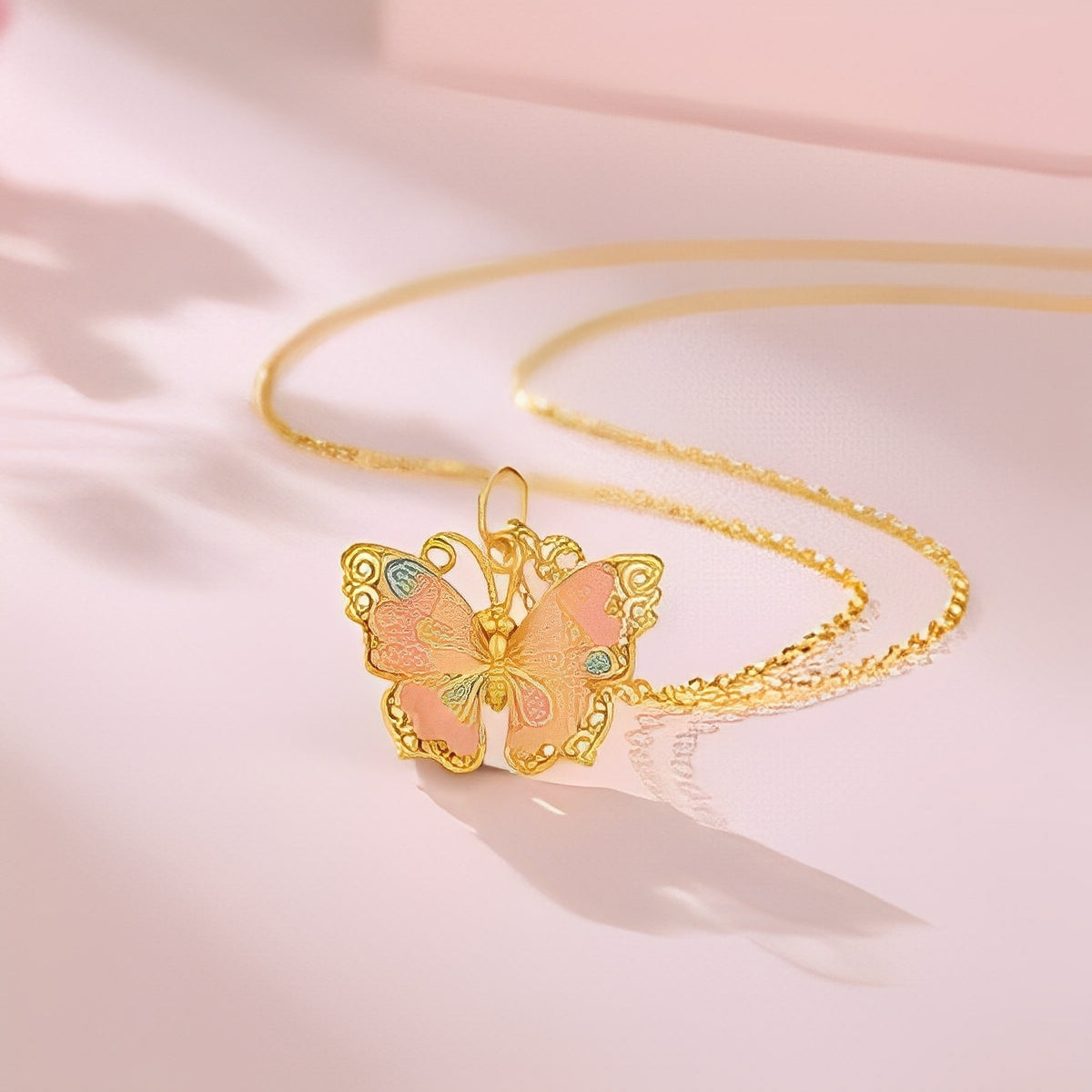 S925 sterling silver Monet Garden Butterfly Necklace Enamel Summer Women's Jewelry