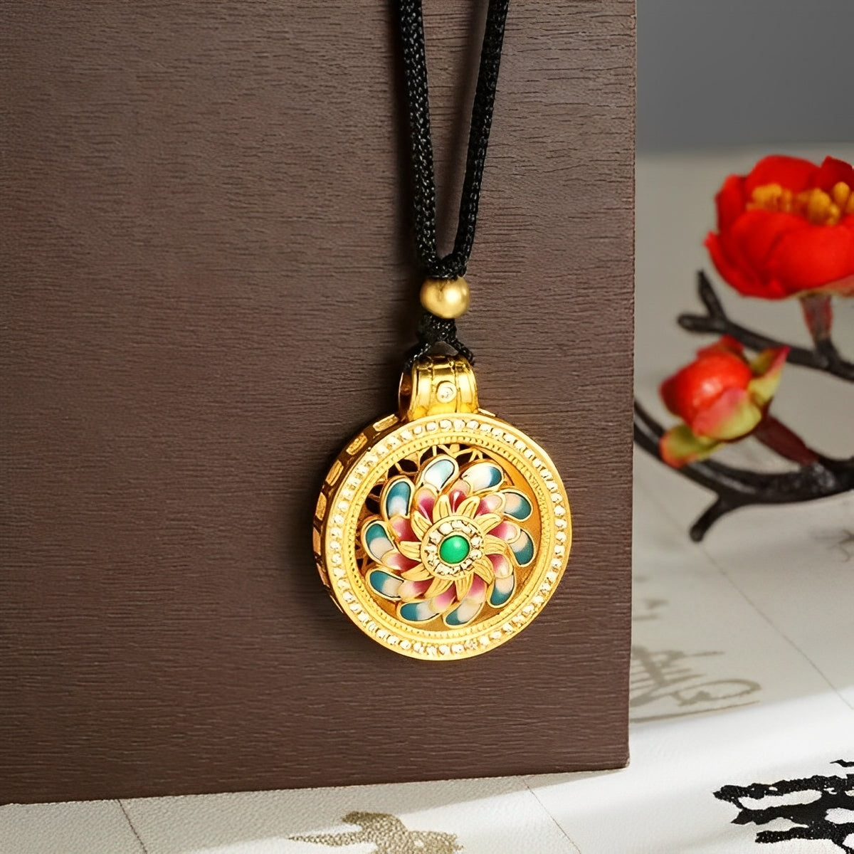 Dunhuang Enamel Lotus Necklace – A Blooming Symbol of Prosperity & Wisdom