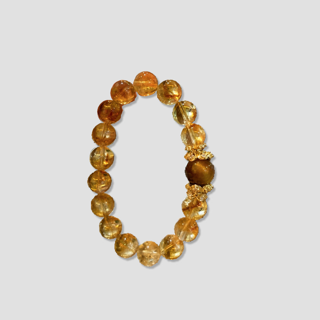 Natural Citrine & Tiger Eye Bracelet – Empowerment & Good Luck for Women