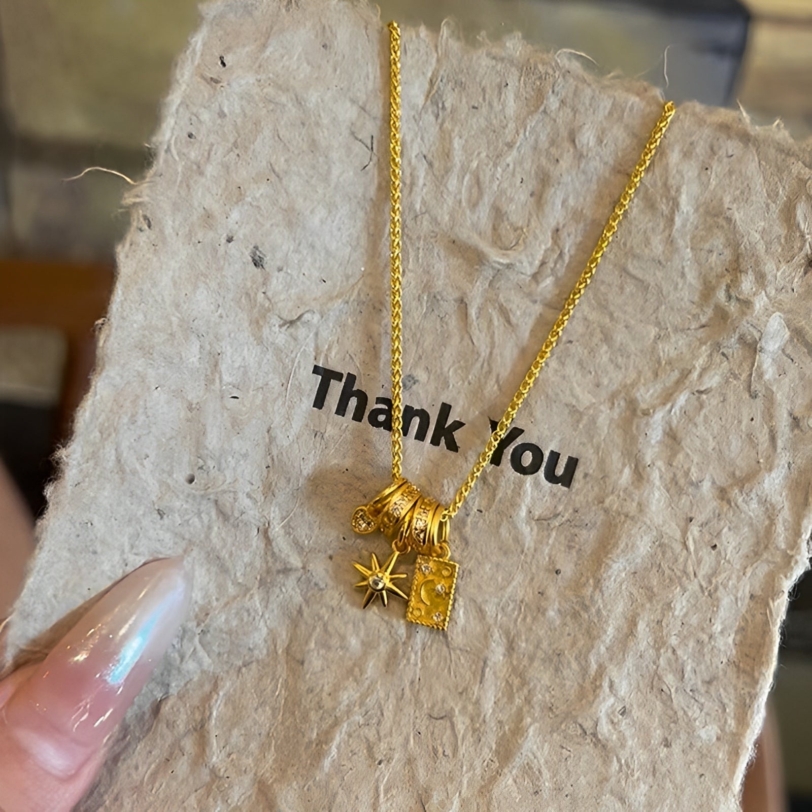 Celestial Fortune Necklace – Tarot, Stars, and Moon Symbolism
