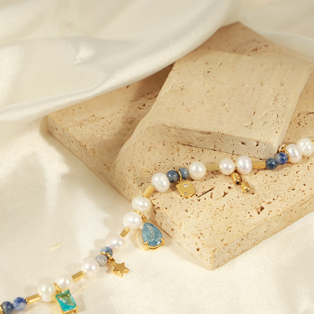 Starlit Calm – Pearl Charm Necklace of Hope