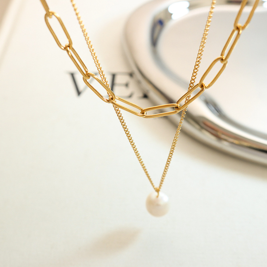 Golden Whisper – Pearl Layer Necklace of Hope