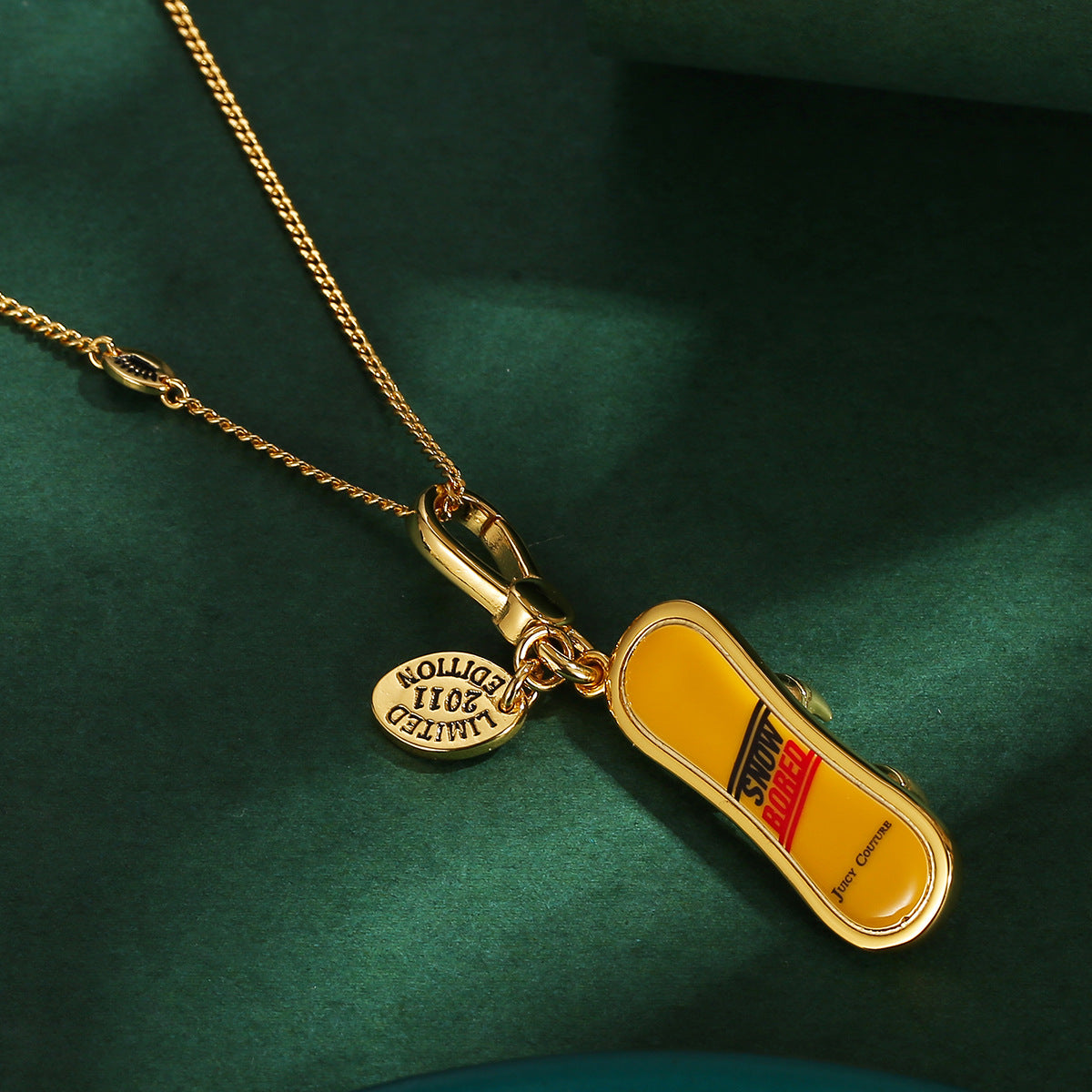 "First Tracks" Double-Sided Snowboard Pendant Necklace