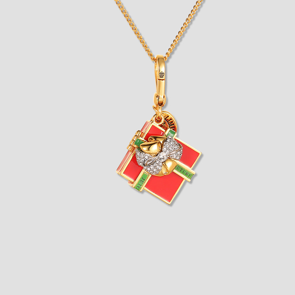 “A Tiny Christmas Wish” Red Gift Box Necklace