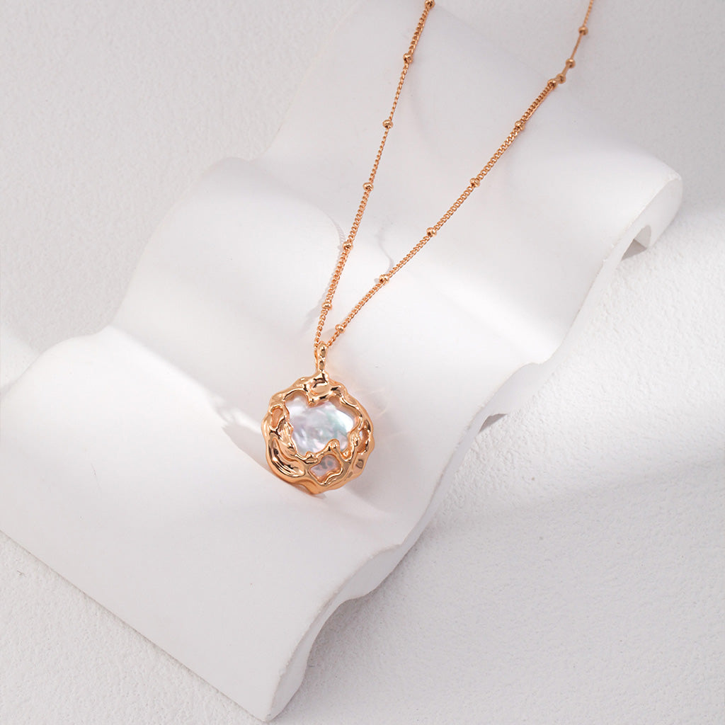 S925 Silver Pearl Pendant Necklace with Artistic Design