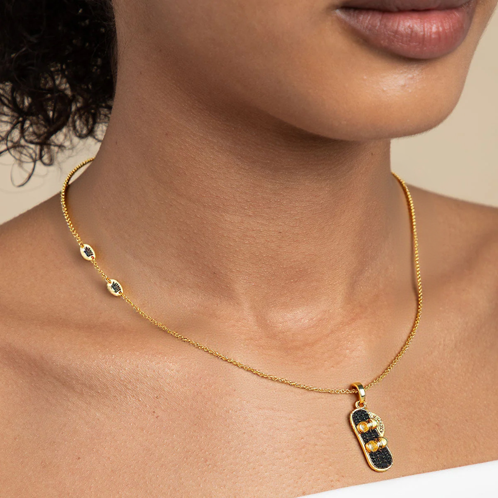 "First Tracks" Double-Sided Snowboard Pendant Necklace