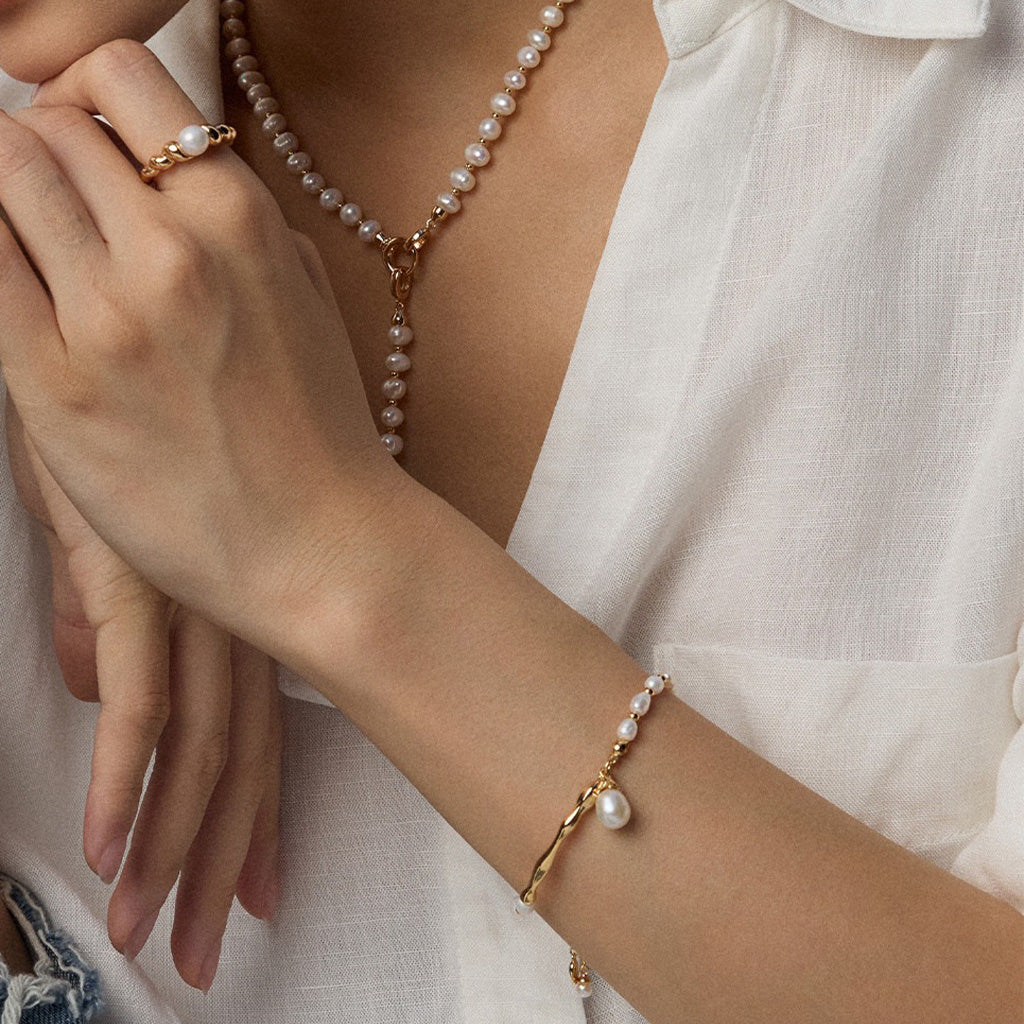 S925 Silver Natural Pearl Adjustable Bracelet