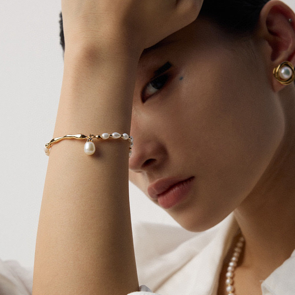 S925 Silver Natural Pearl Adjustable Bracelet