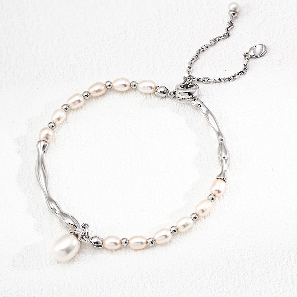 S925 Silver Natural Pearl Adjustable Bracelet