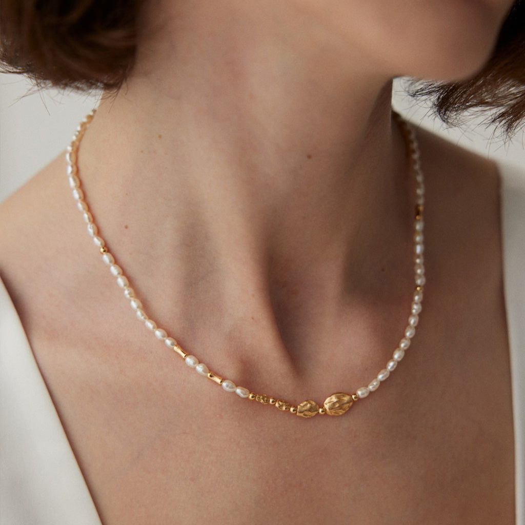 925 silver natural pearl necklace