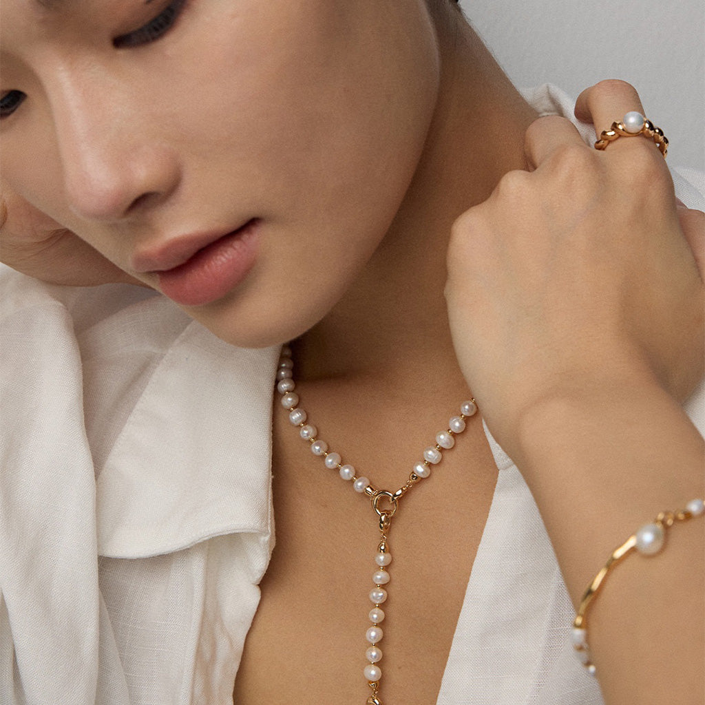 S925 Sterling Silver Natural Pearl Zirconia Necklace