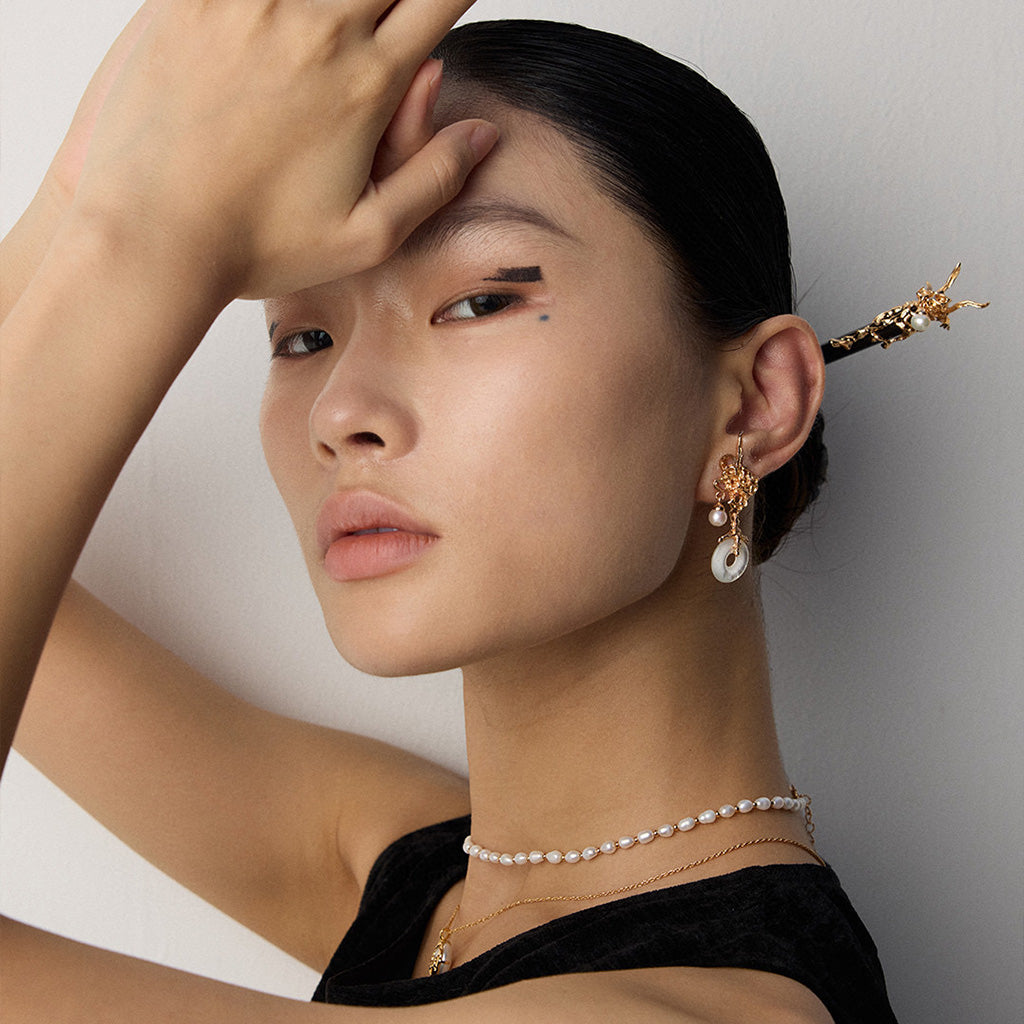 S925 Silver Vintage-Inspired Natural Pearl Mother-of-Pearl Earrings