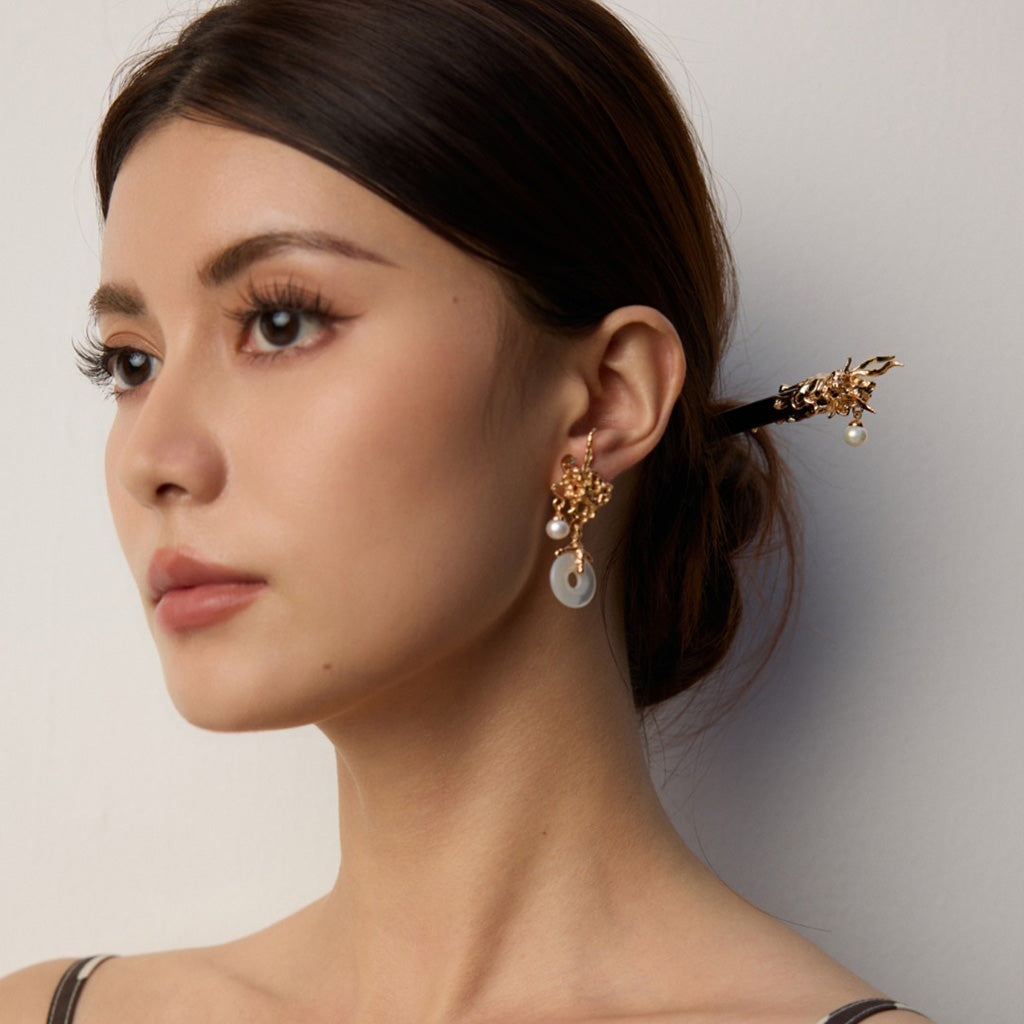 S925 Silver Vintage-Inspired Natural Pearl Mother-of-Pearl Earrings