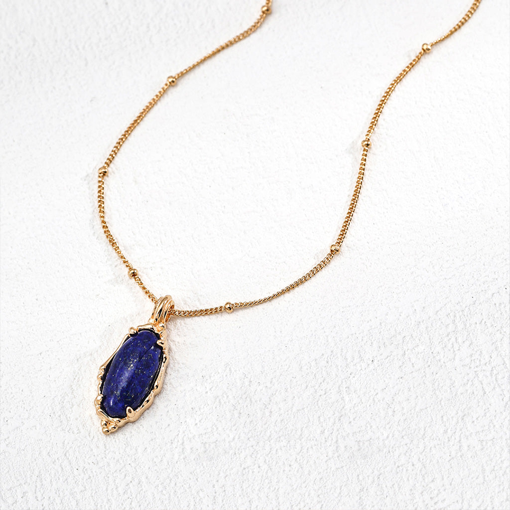 Oval Lapis Lazuli Pendant Necklace – Vintage S925 Silver