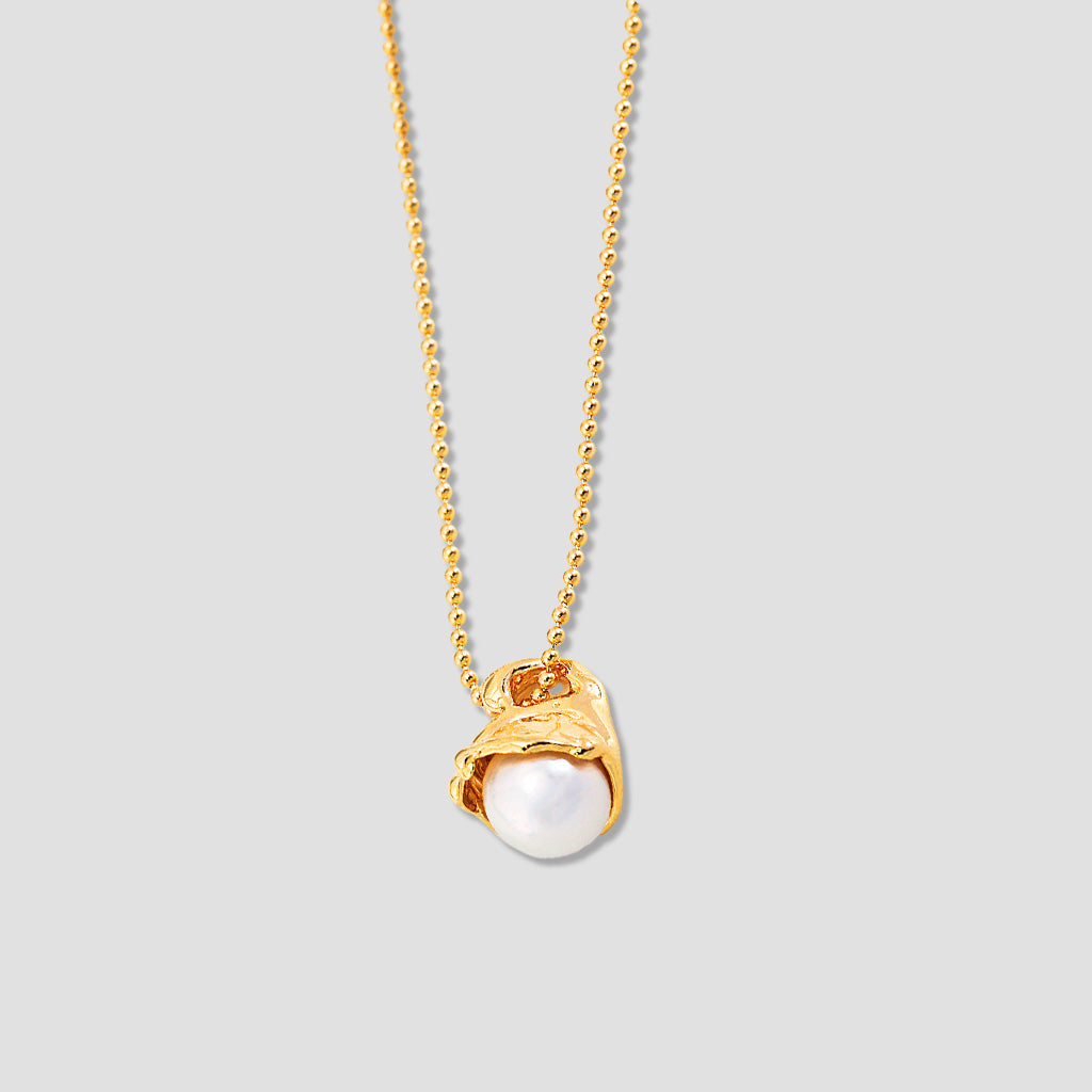 Modern Baroque Pearl Pendant Necklace in Gold Vermeil