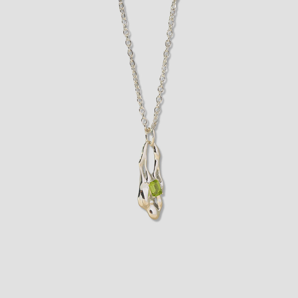 Molten Peridot Pendant Necklace in Sterling Silver