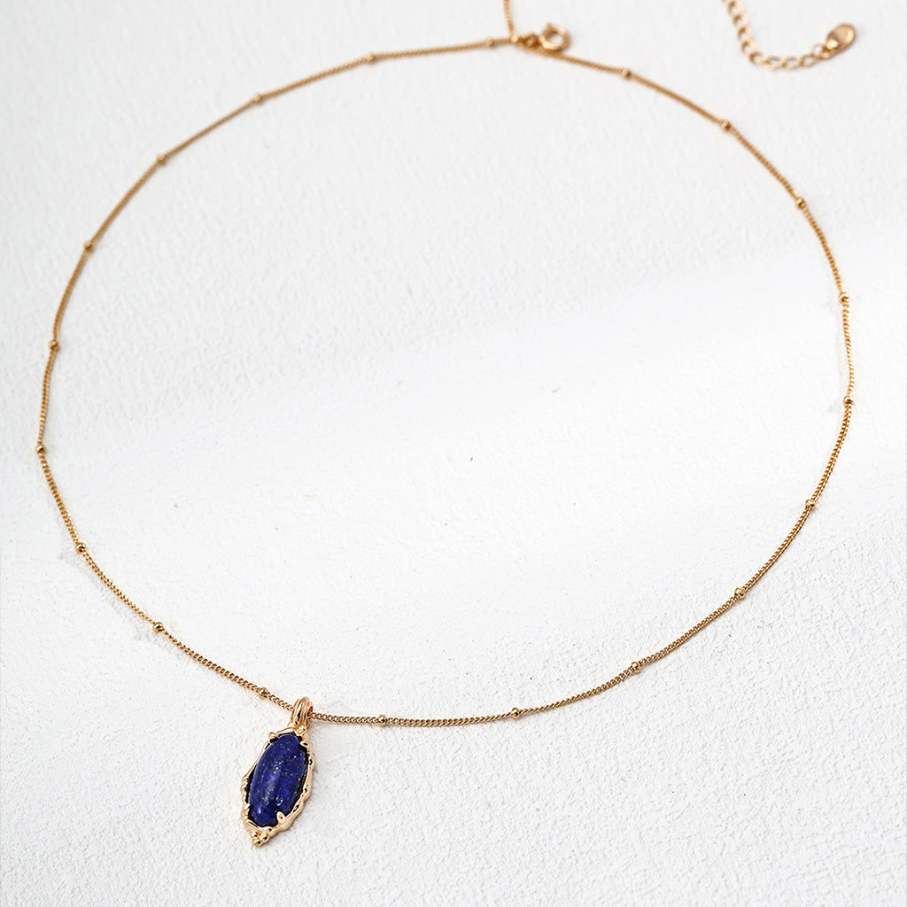 Oval Lapis Lazuli Pendant Necklace – Vintage S925 Silver
