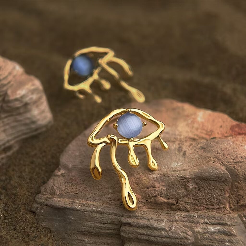Golden Tears Evil Eye Earrings – Embrace Protection & Serenity