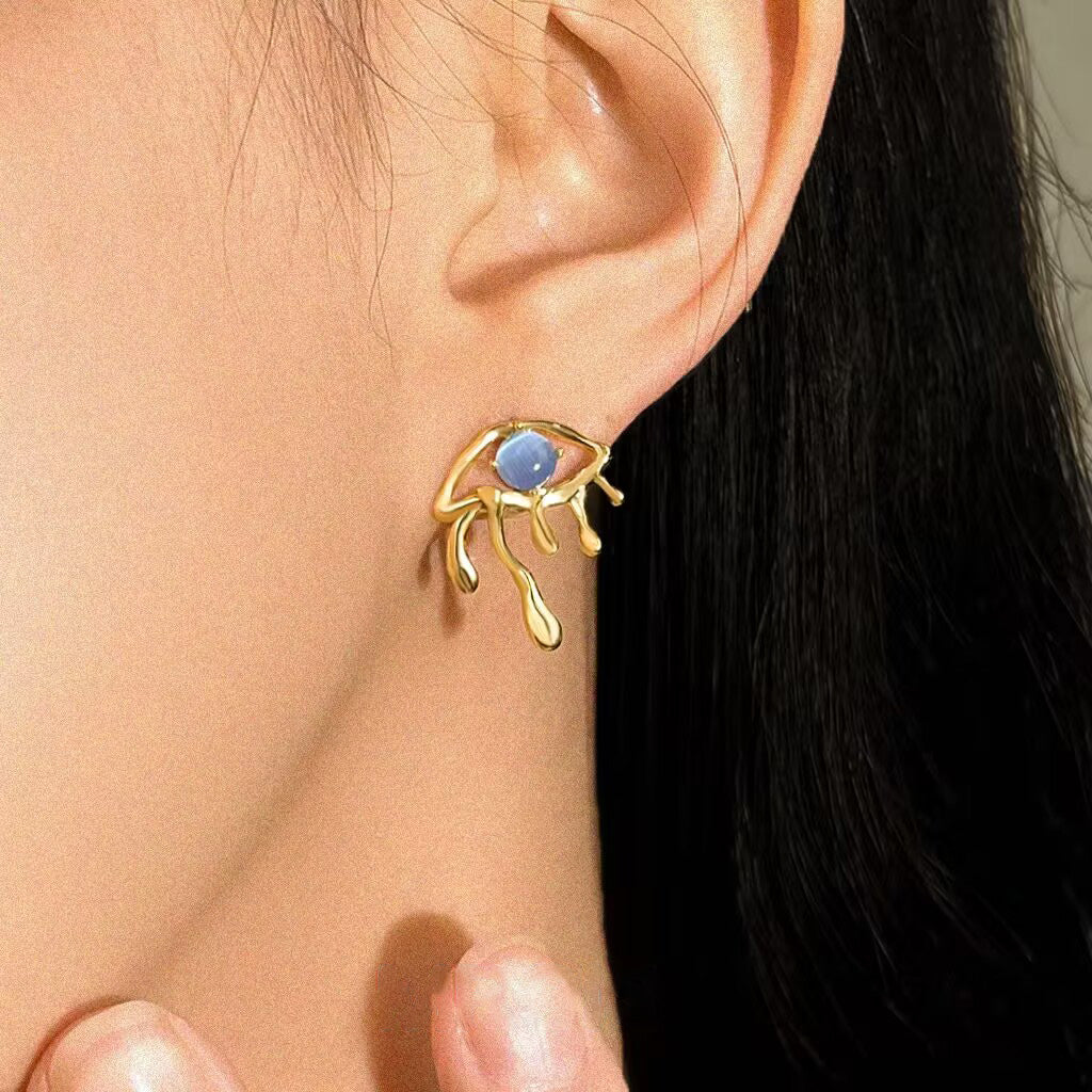Golden Tears Evil Eye Earrings – Embrace Protection & Serenity