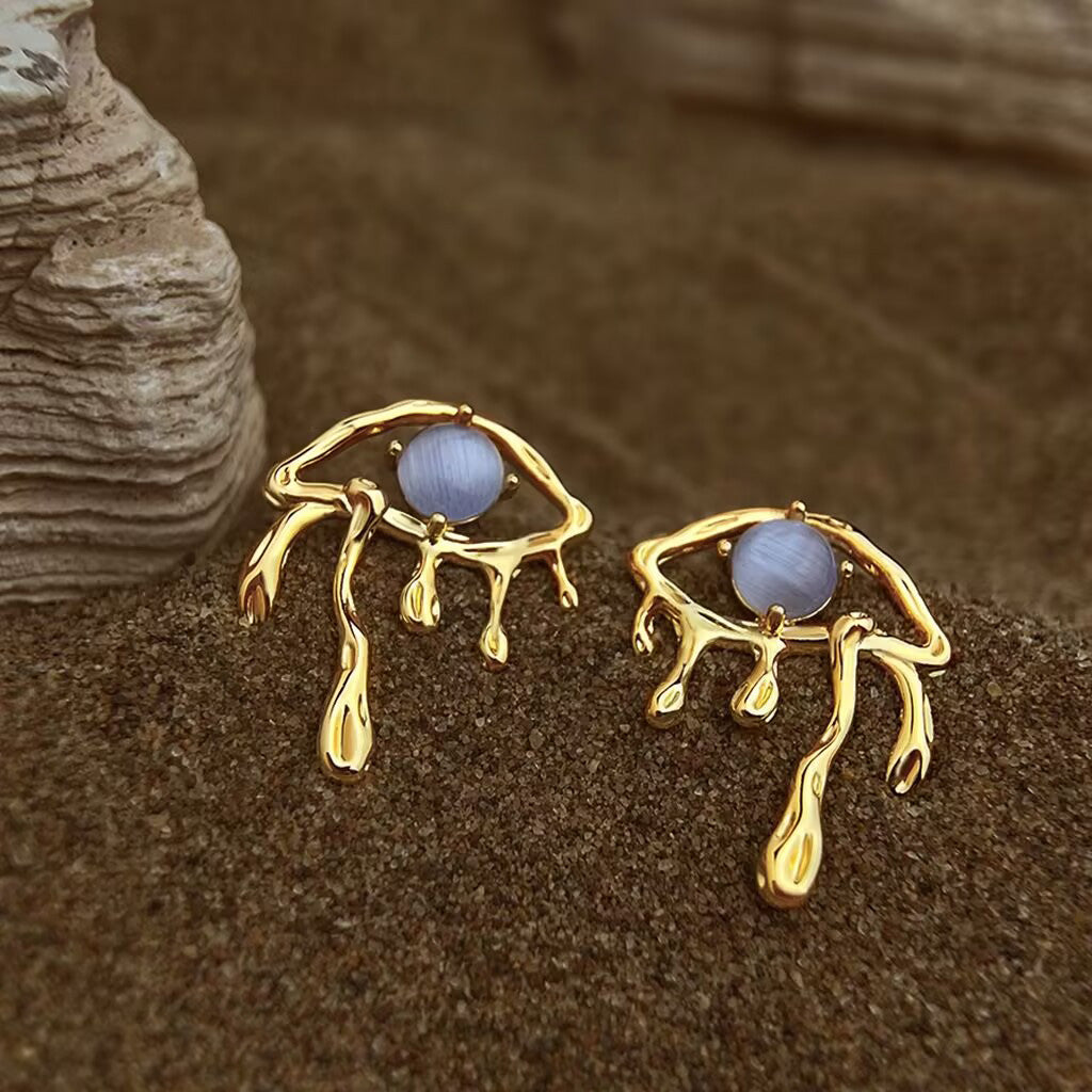 Golden Tears Evil Eye Earrings – Embrace Protection & Serenity