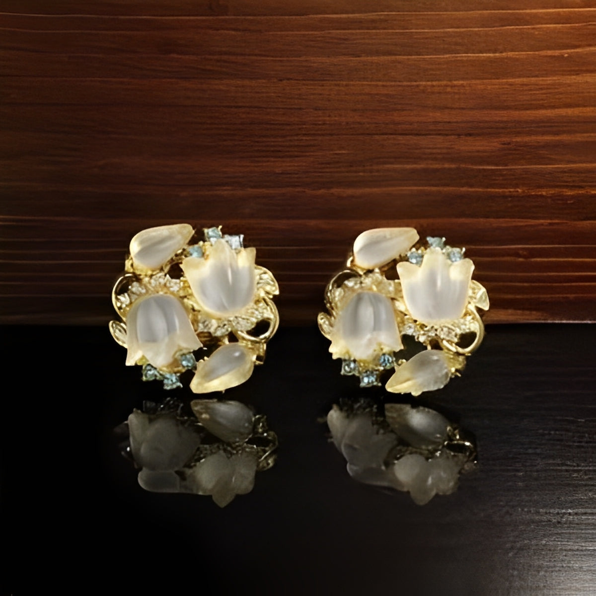 Jelly resin flower earrings French pastoral style