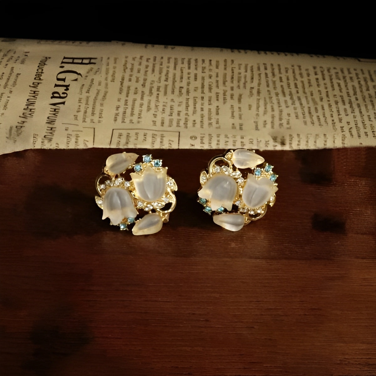 Jelly resin flower earrings French pastoral style
