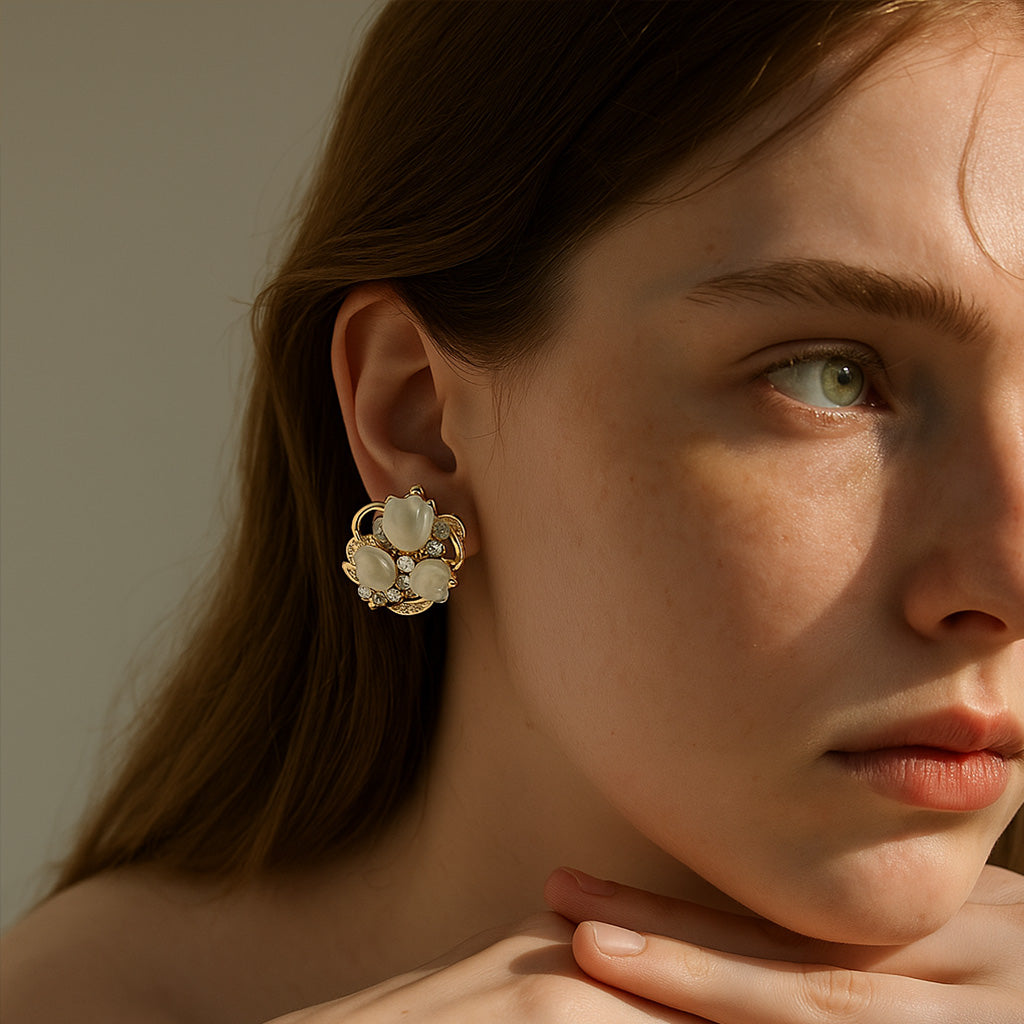 Jelly resin flower earrings French pastoral style
