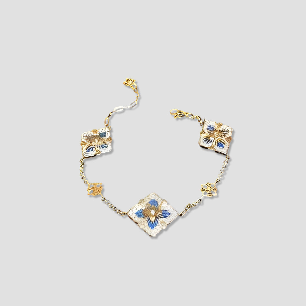 Monet Garden Zircon Four-Leaf Clover Bracelet Fortune-Bringing Jewelry