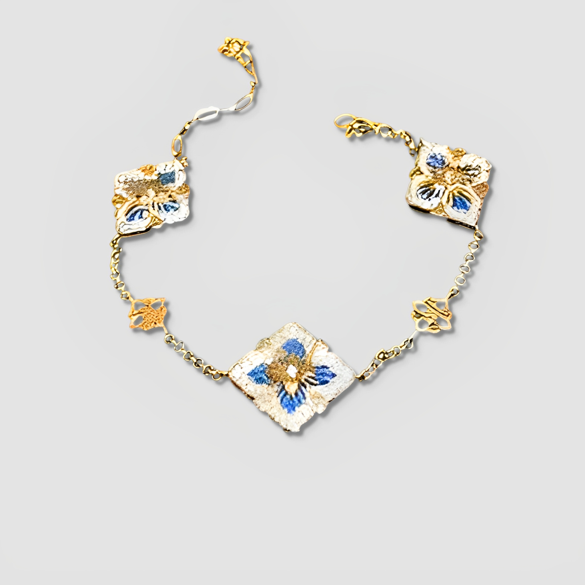 Monet Garden Zircon Four-Leaf Clover Bracelet Fortune-Bringing Jewelry