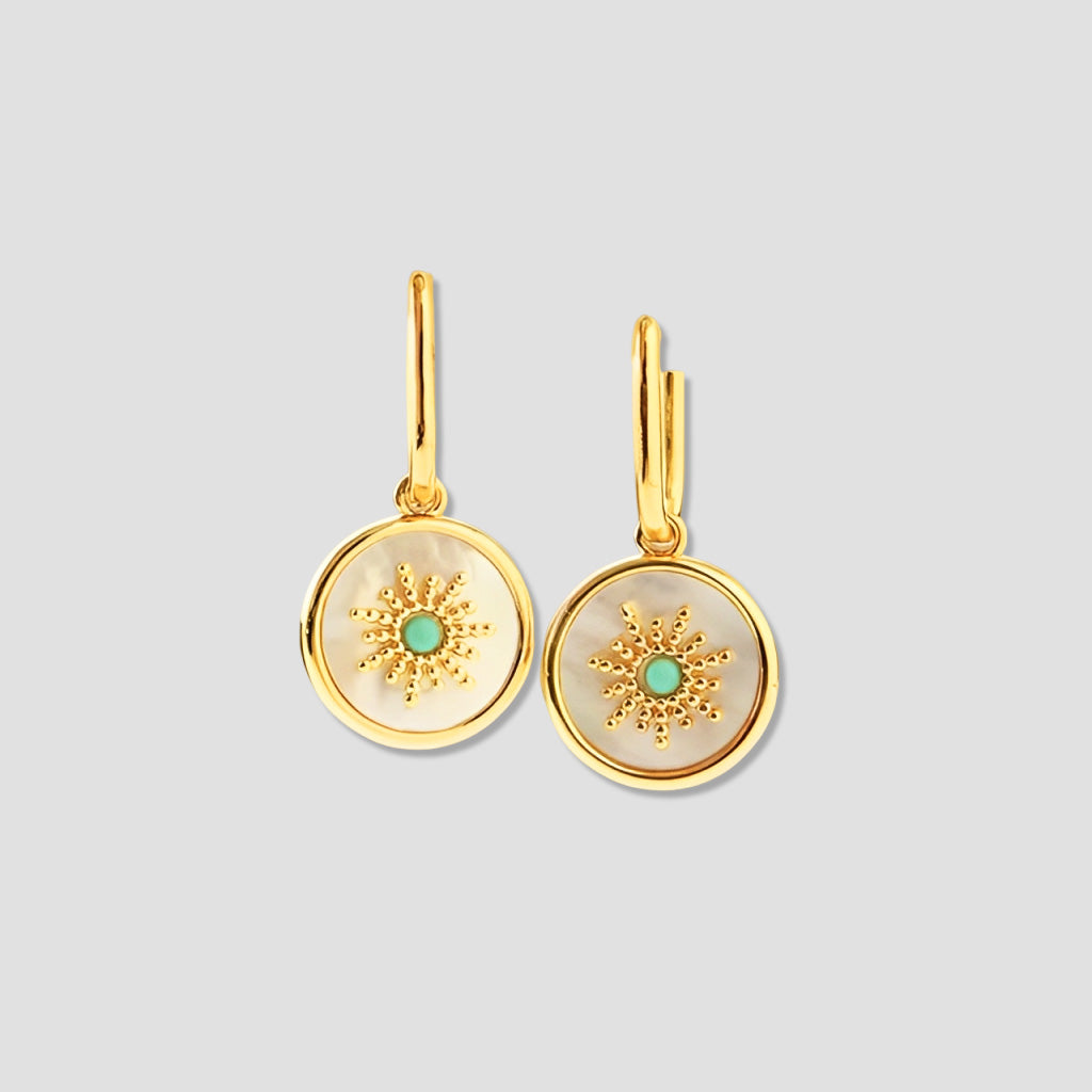 Sun Shell Natural Stone Earrings Retro Light Luxury