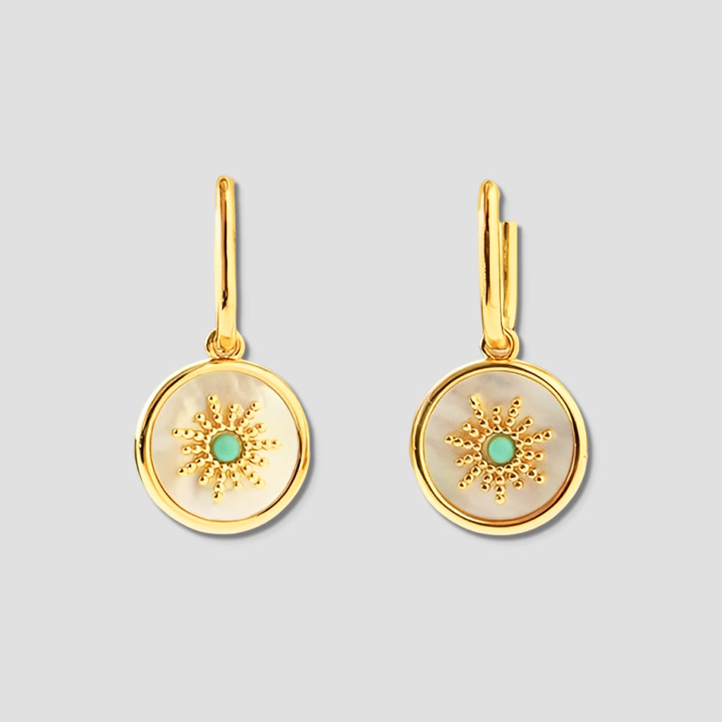 Sun Shell Natural Stone Earrings Retro Light Luxury