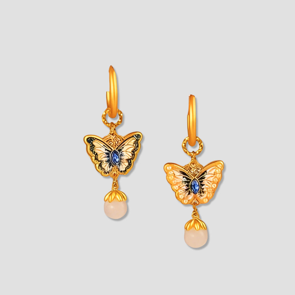 Monet Garden Butterfly Oil Drop Earrings Exquisite and versatile jewelry