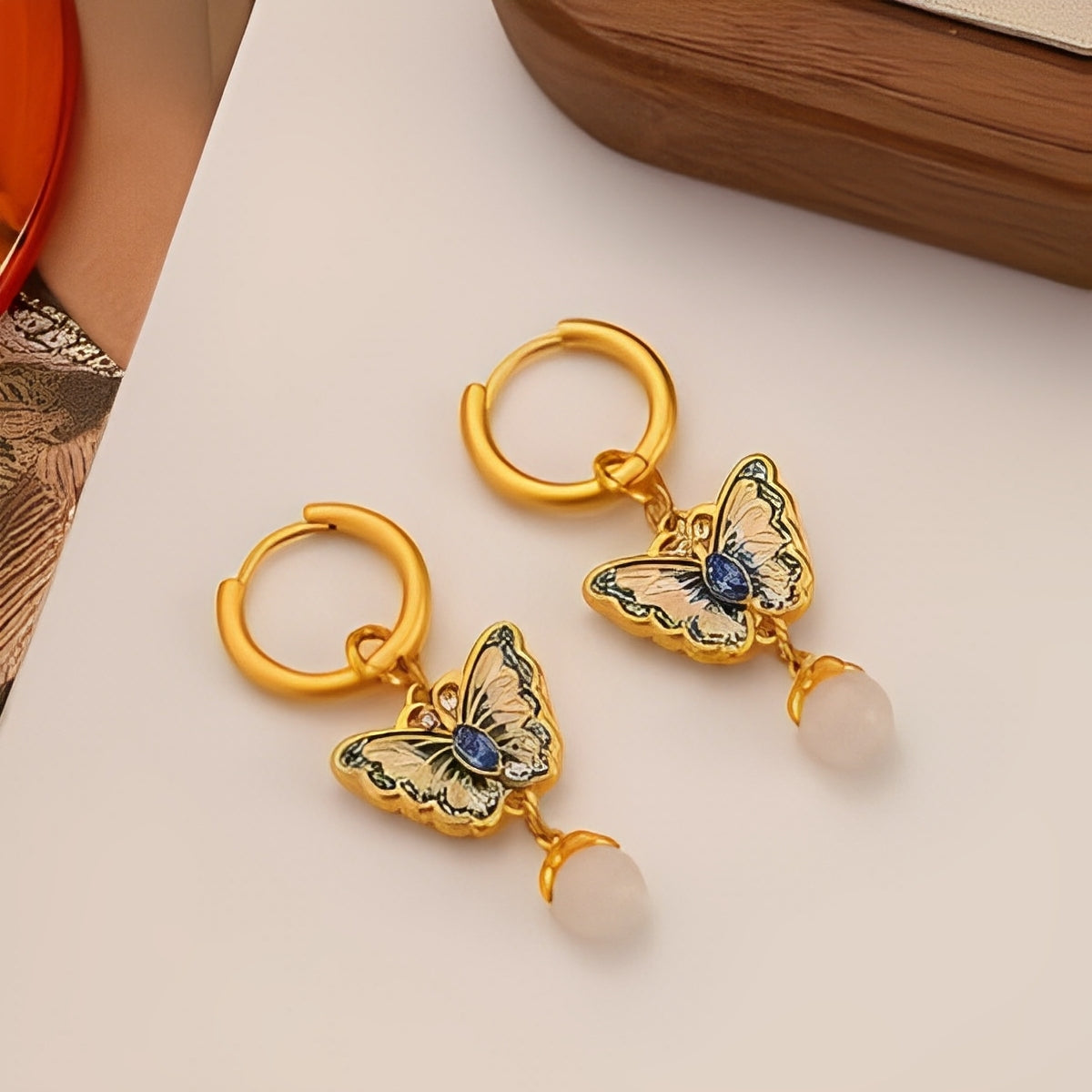Monet Garden Butterfly Oil Drop Earrings Exquisite and versatile jewelry