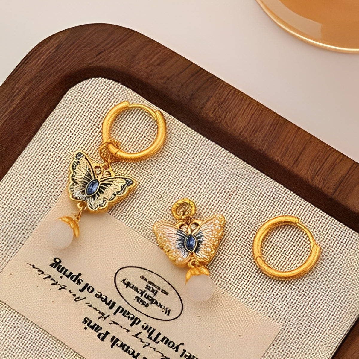 Monet Garden Butterfly Oil Drop Earrings Exquisite and versatile jewelry