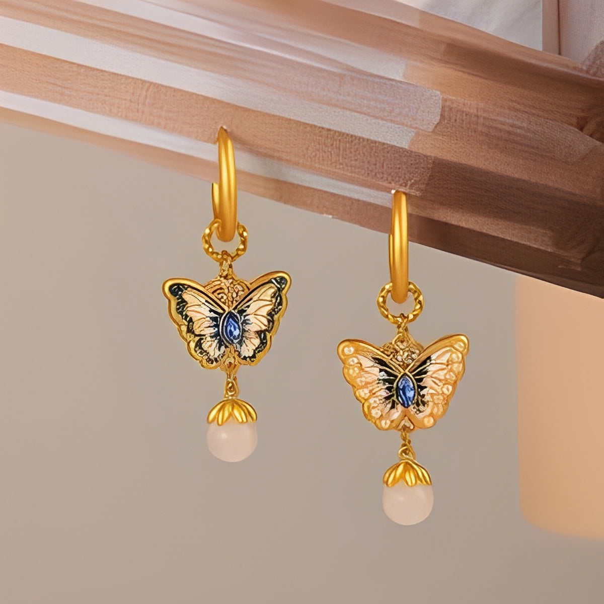 Monet Garden Butterfly Oil Drop Earrings Exquisite and versatile jewelry