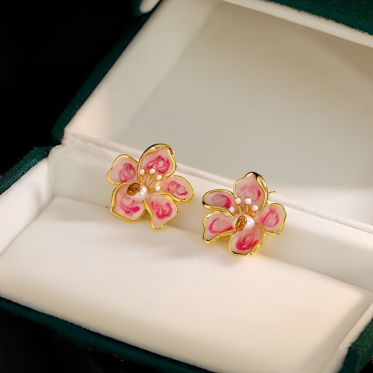 Original Monet Garden Flower Earrings Niche Enamel Craftsmanship