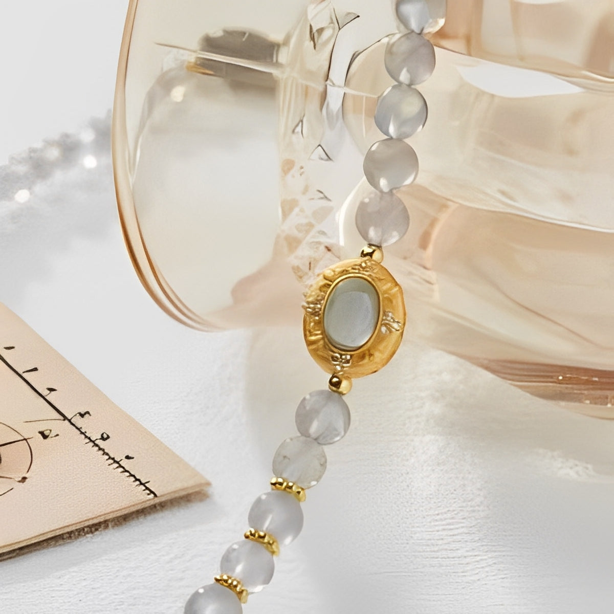 S925 sterling silver aquamarine Monet Garden natural moonstone gift bracelet
