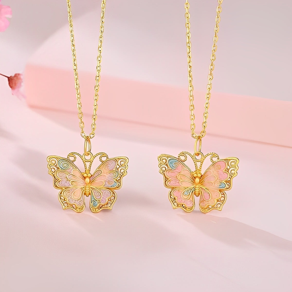 S925 sterling silver Monet Garden Butterfly Necklace Enamel Summer Women's Jewelry