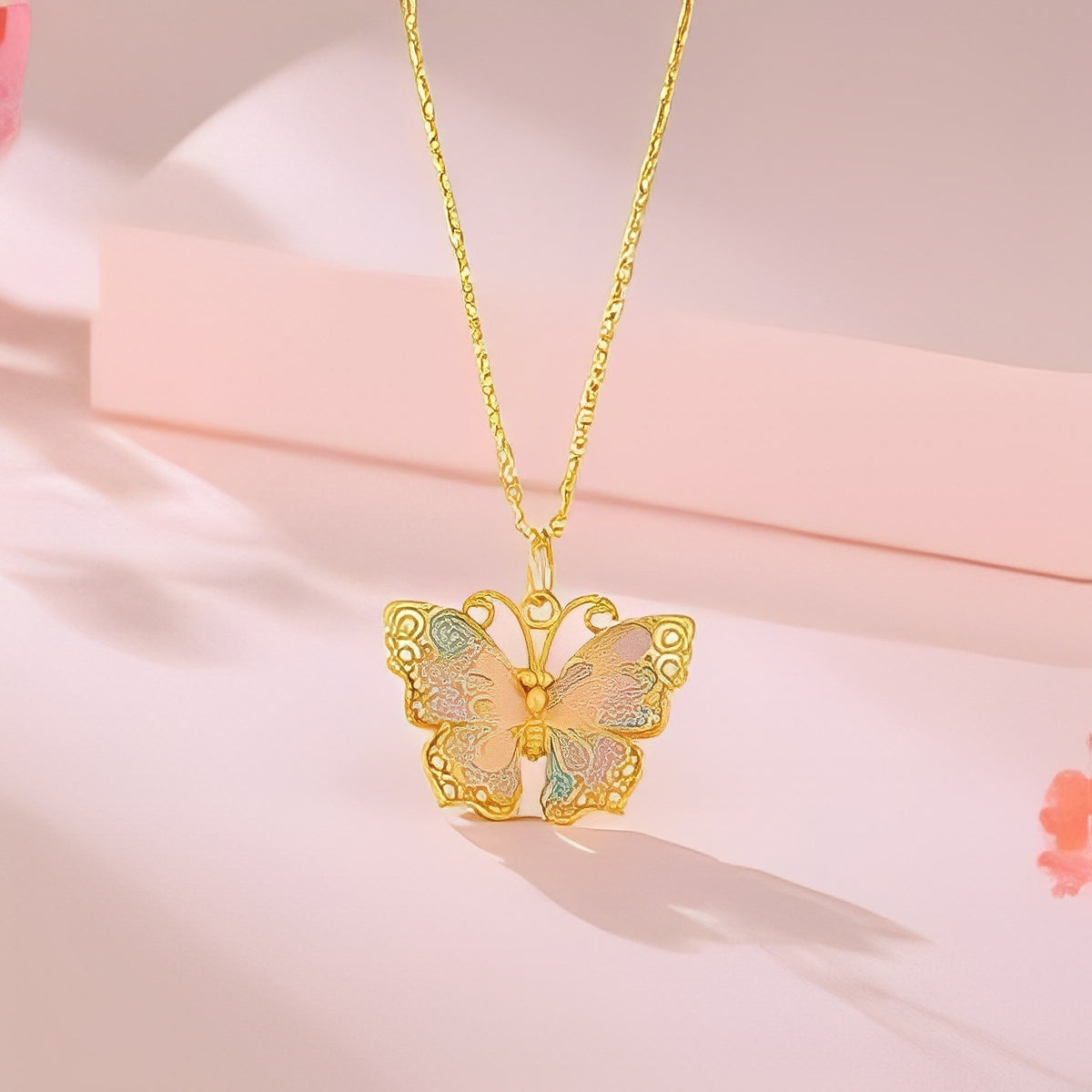 S925 sterling silver Monet Garden Butterfly Necklace Enamel Summer Women's Jewelry