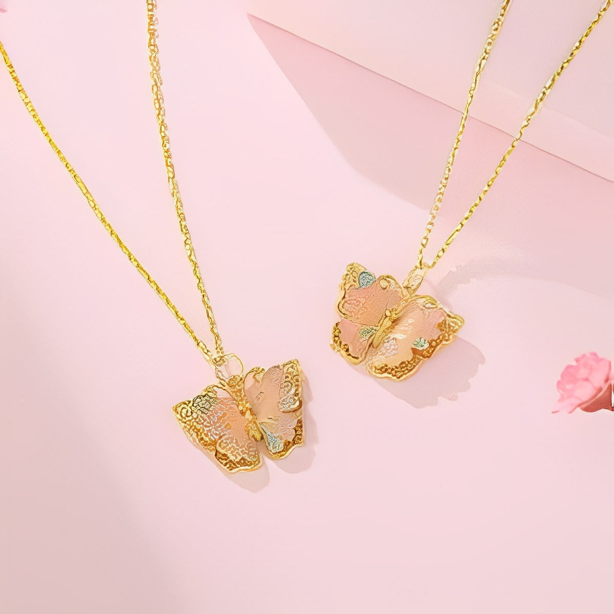 S925 sterling silver Monet Garden Butterfly Necklace Enamel Summer Women's Jewelry