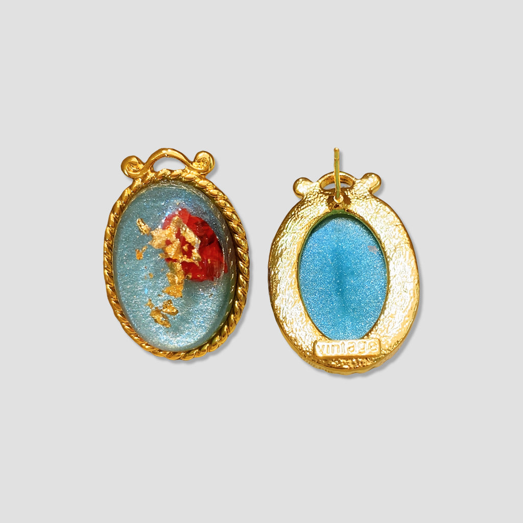 Monet Garden Glass Earrings – Retro Palace Style with Golden Accents