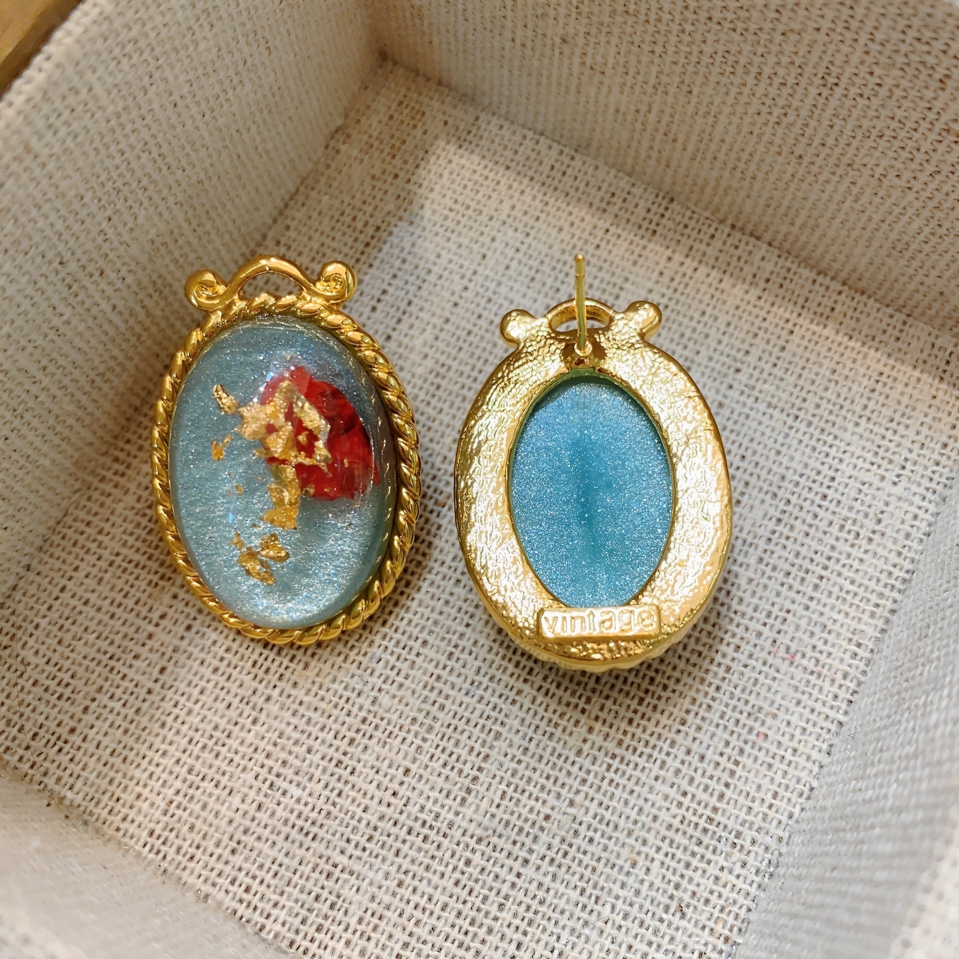 Monet Garden Glass Earrings – Retro Palace Style with Golden Accents
