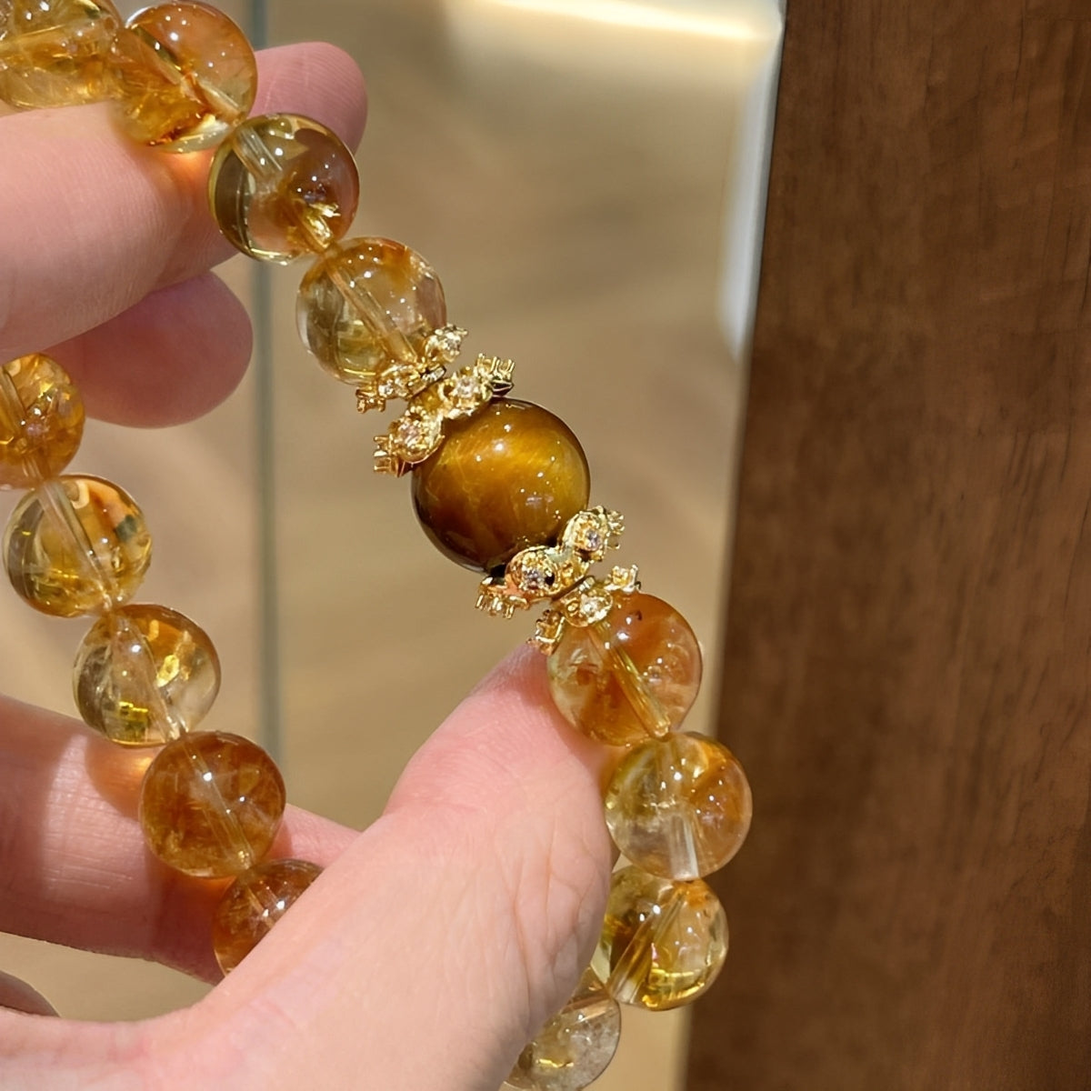Natural Citrine & Tiger Eye Bracelet – Empowerment & Good Luck for Women