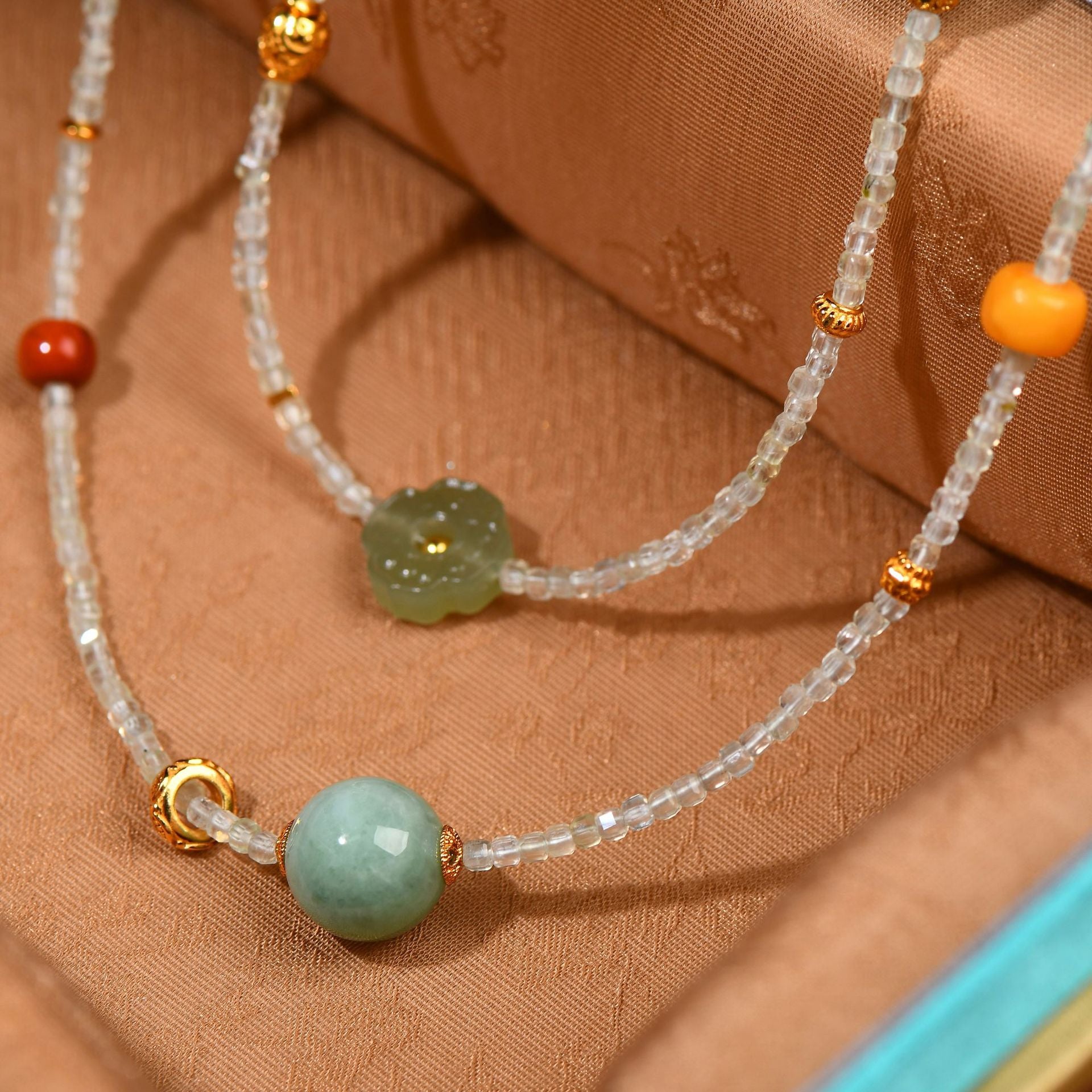 Chinese Multi-Treasure Necklace – Natural Grape Stone, Nephrite, and Gemstone Accents