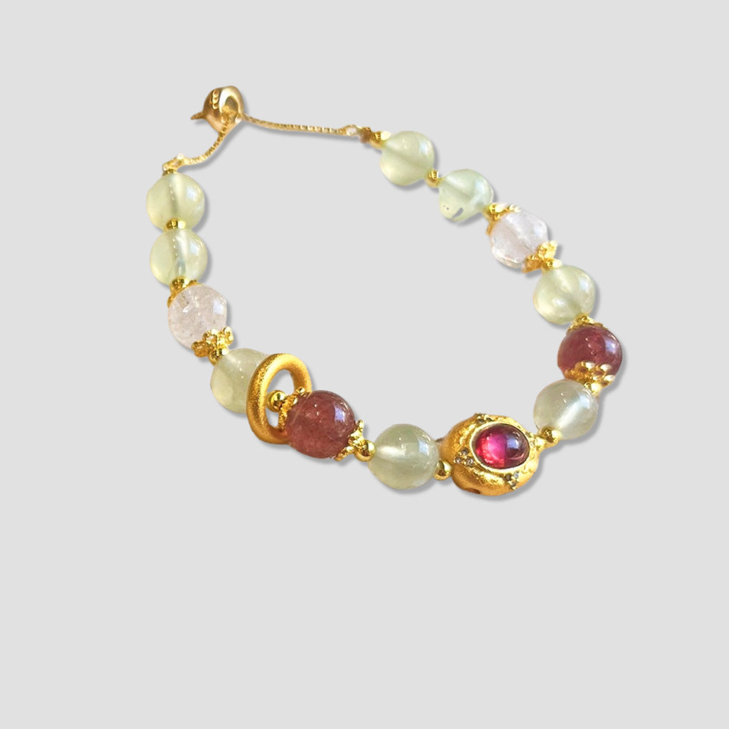 Natural Prehnite & Gold Bracelet – A Symbol of Luck and Positive Energy for Women