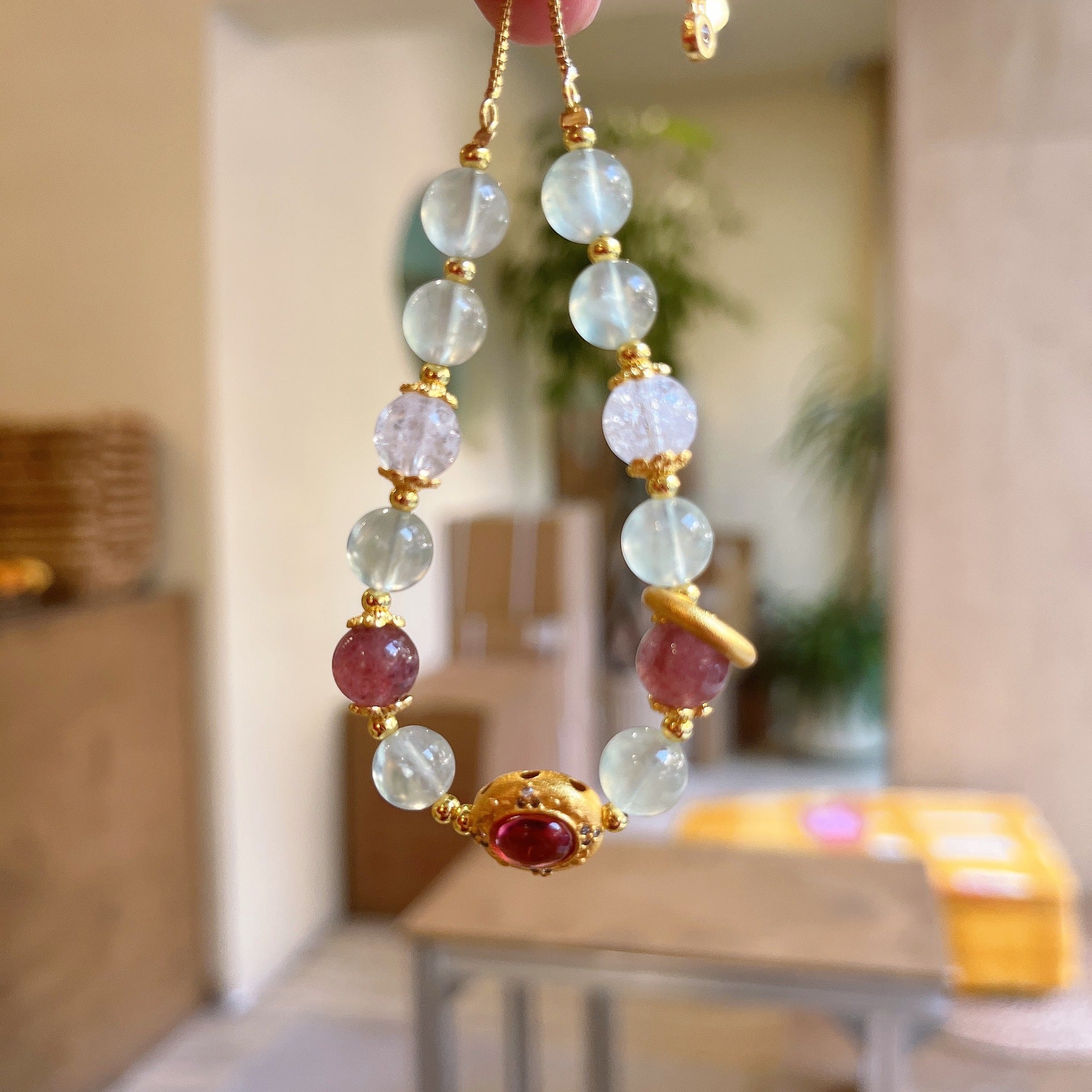 Natural Prehnite & Gold Bracelet – A Symbol of Luck and Positive Energy for Women