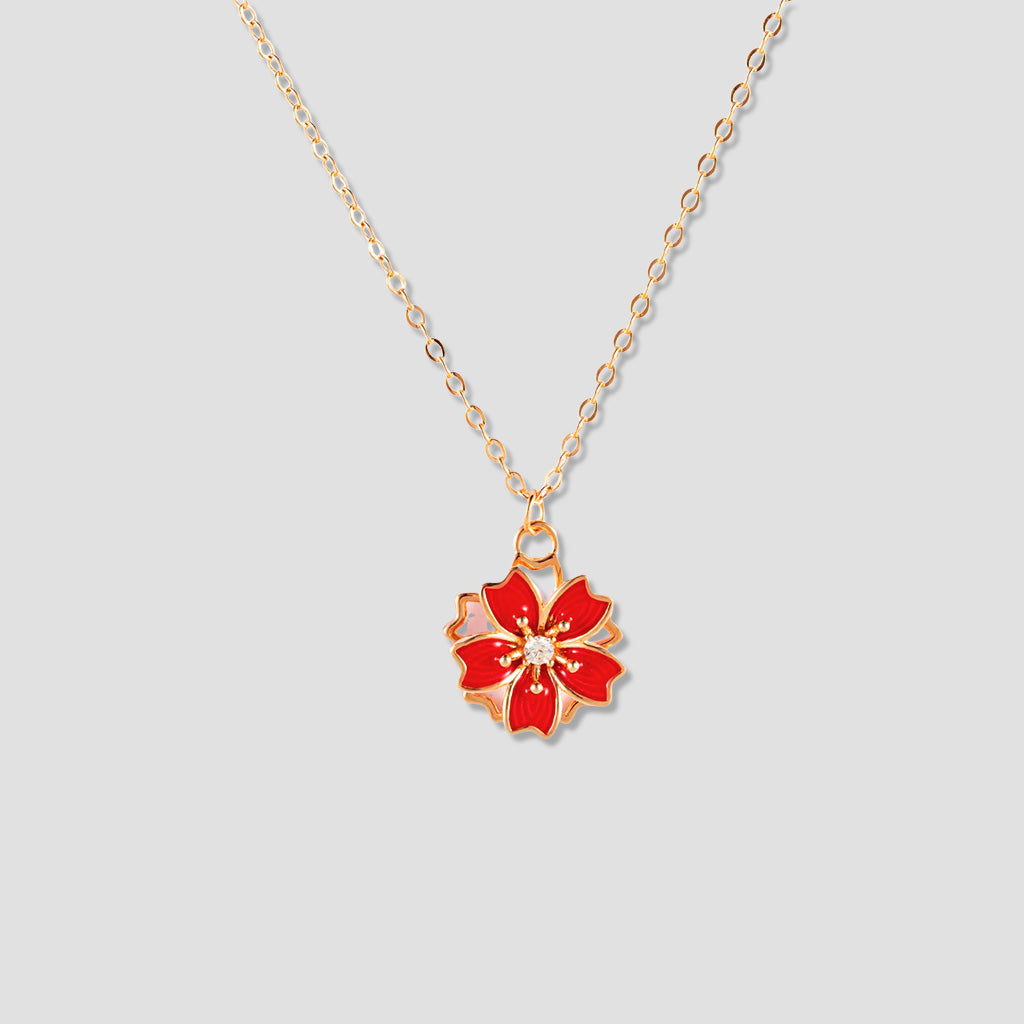Sterling Silver Peach Blossom Necklace – Elegant Symbol of Beauty and Renewal