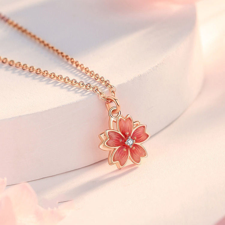 Sterling Silver Peach Blossom Necklace – Elegant Symbol of Beauty and Renewal