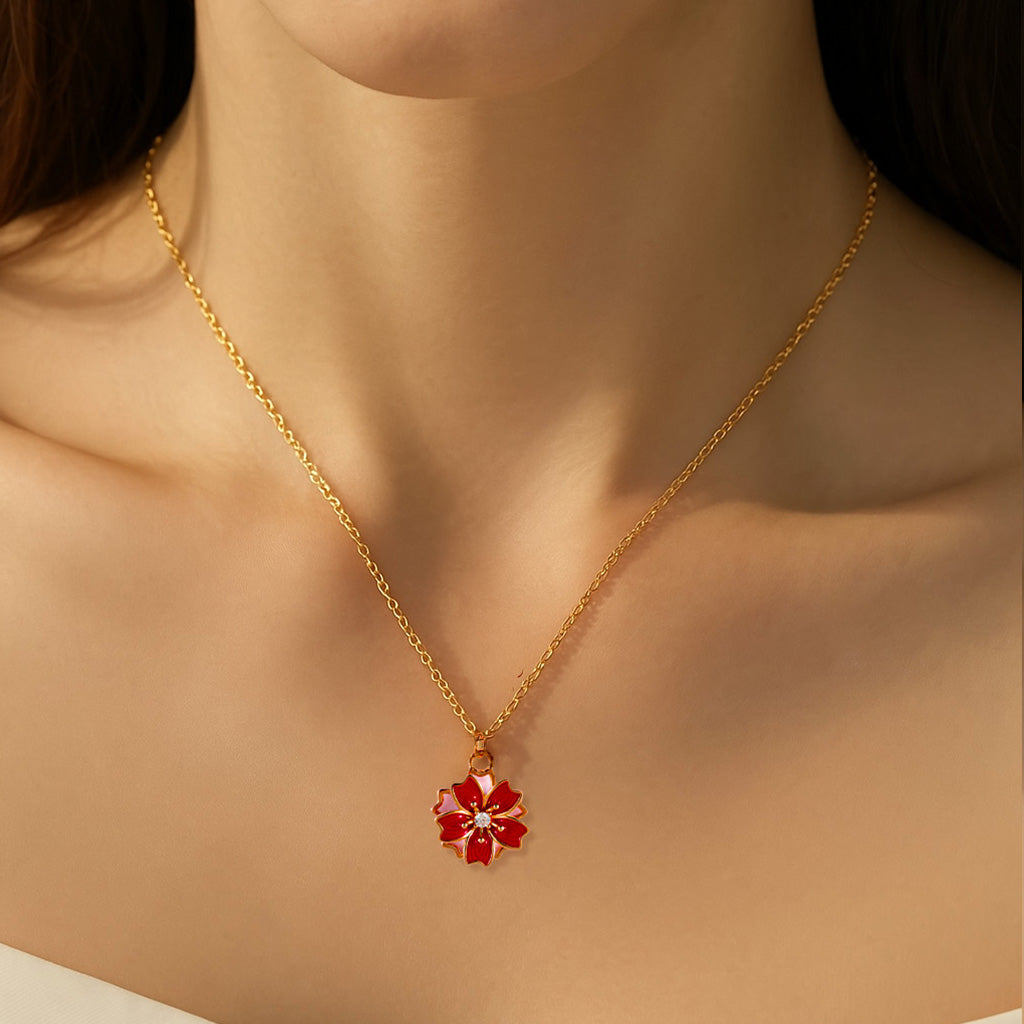Sterling Silver Peach Blossom Necklace – Elegant Symbol of Beauty and Renewal